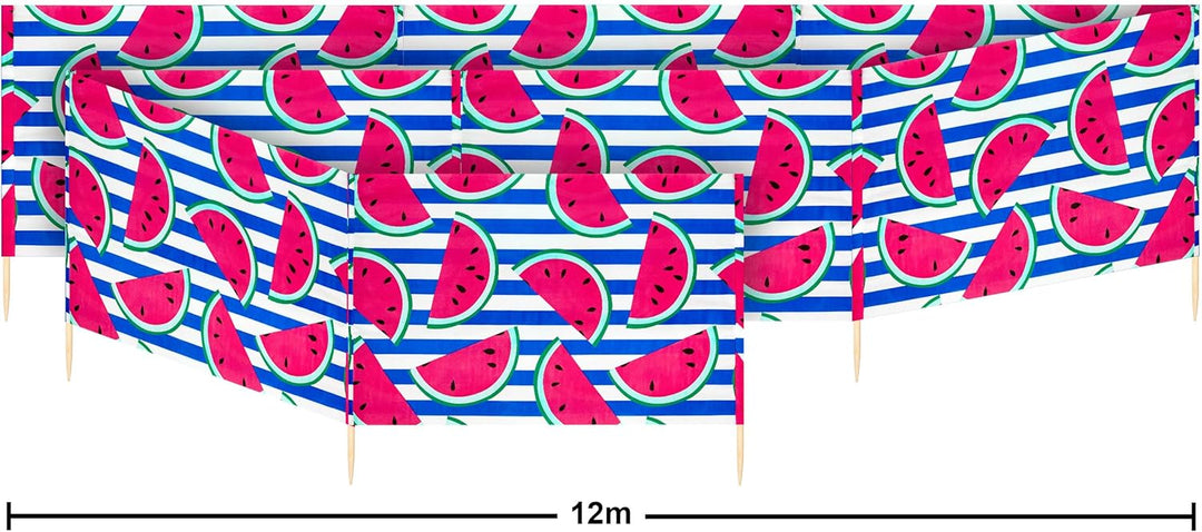 Ladeheid Windschutz Strand Sichtschutz mit Holzstab praktisches Strand Zubehör LAEX001 12 m Wasserme