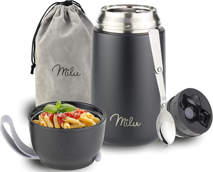 Milu® Thermobehälter 450, 650ml, 800ml | Edelstahl Warmhaltebehälter | Essensbehälter | Speisegefäss