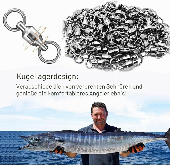 Ball Bearing Wirbel Geschweisst Ringe, Wallerwirbel Meereswirbel Salzwasserfest Spaltring Angelausrü