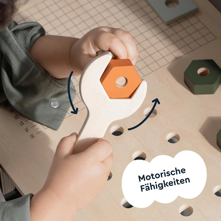 Holzwerkbank Spielzeug, Werkstatt mit 61 Teilen, Realistischen Werkzeuge, Schrauben, Mutter, Säge, S