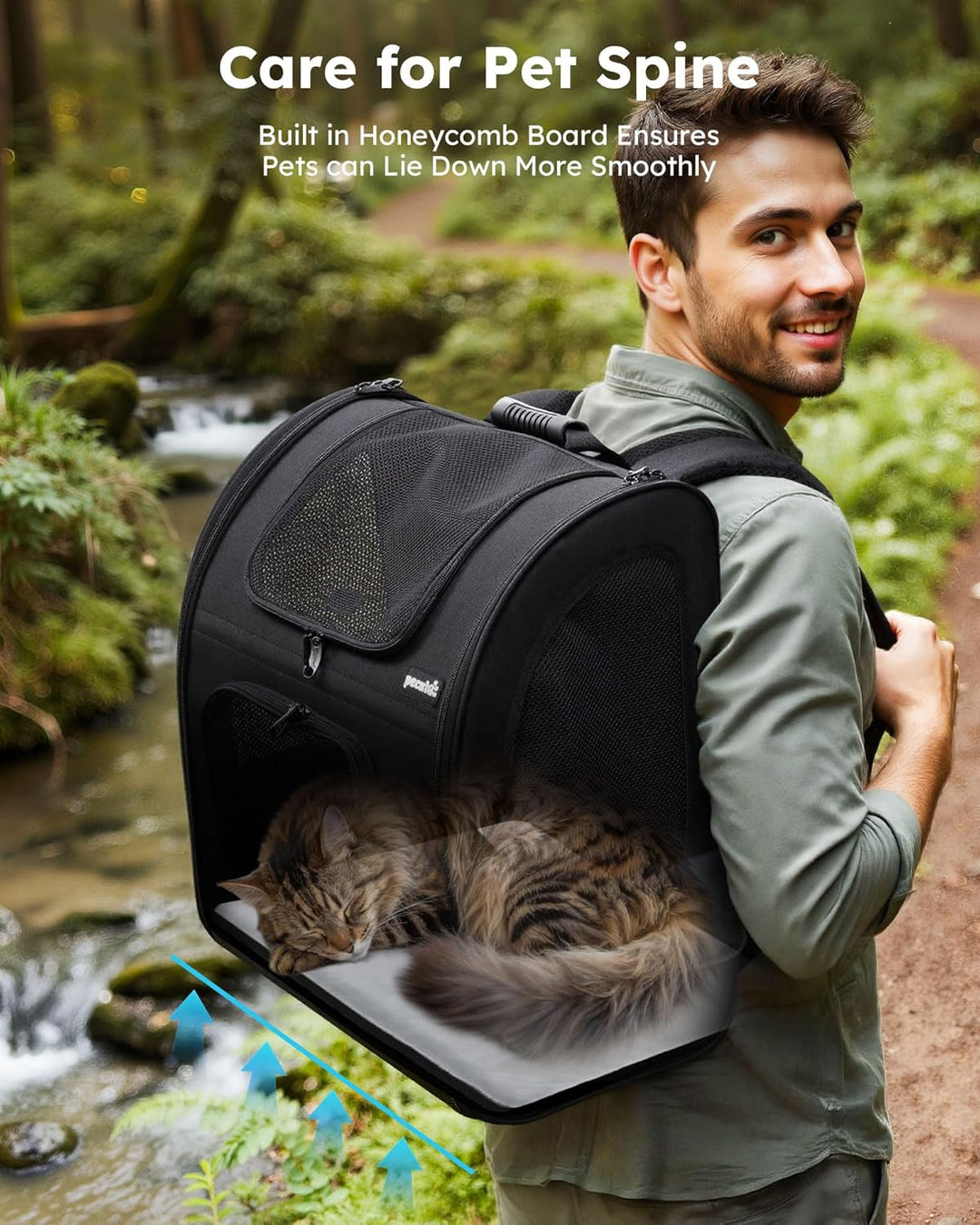 pecute Haustier Rucksack mit Netzfenster, Tragbare und Faltbare Katzentasche, Atmungsaktive und Leic