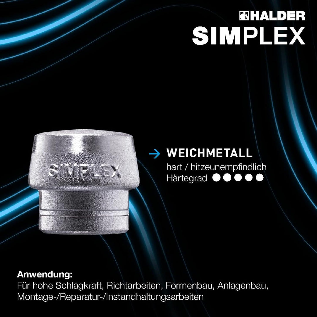 SIMPLEX-Schonhammer, Weichmetall; mit Tempergussgehäuse und hochwertigem Holzstiel | D=40 mm | 3009.