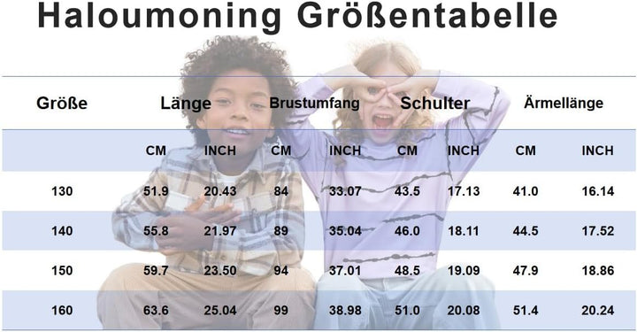 Haloumoning Sweatshirt Mädchen Streifen Rundhalsausschnitt Kinder Pullover Casual Langarm Tops 10-12