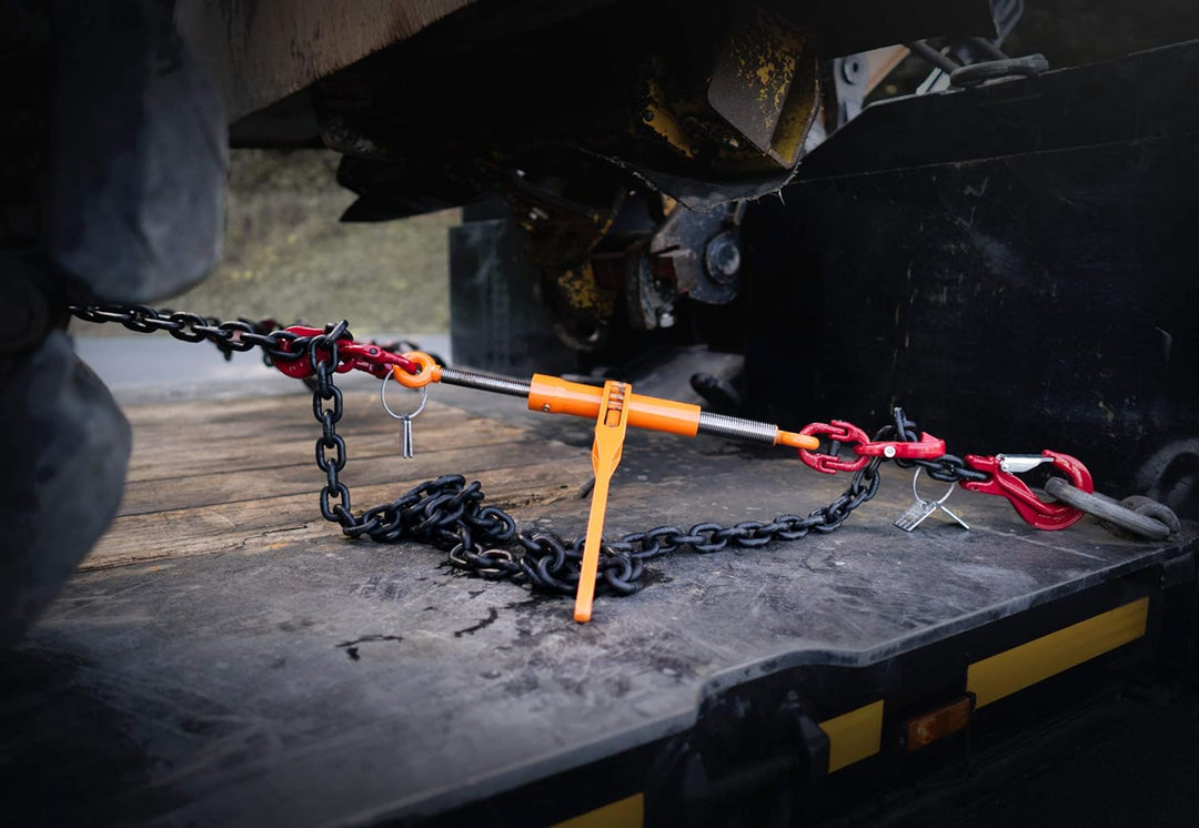 Dolezych Spannzurrkette, 1-teilig, mit DoRa Ratschlastspanner und Gabelkopfhaken. 4000 daN zulässige