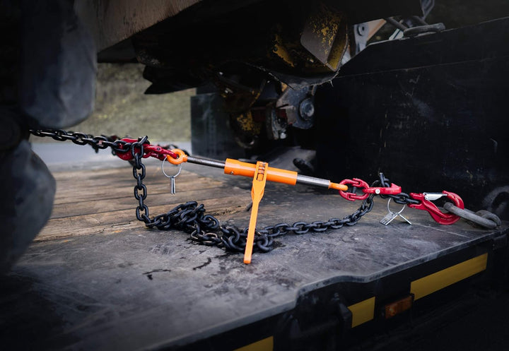 Dolezych Spannzurrkette, 1-teilig, mit DoRa Ratschlastspanner und Gabelkopfhaken. 4000 daN zulässige