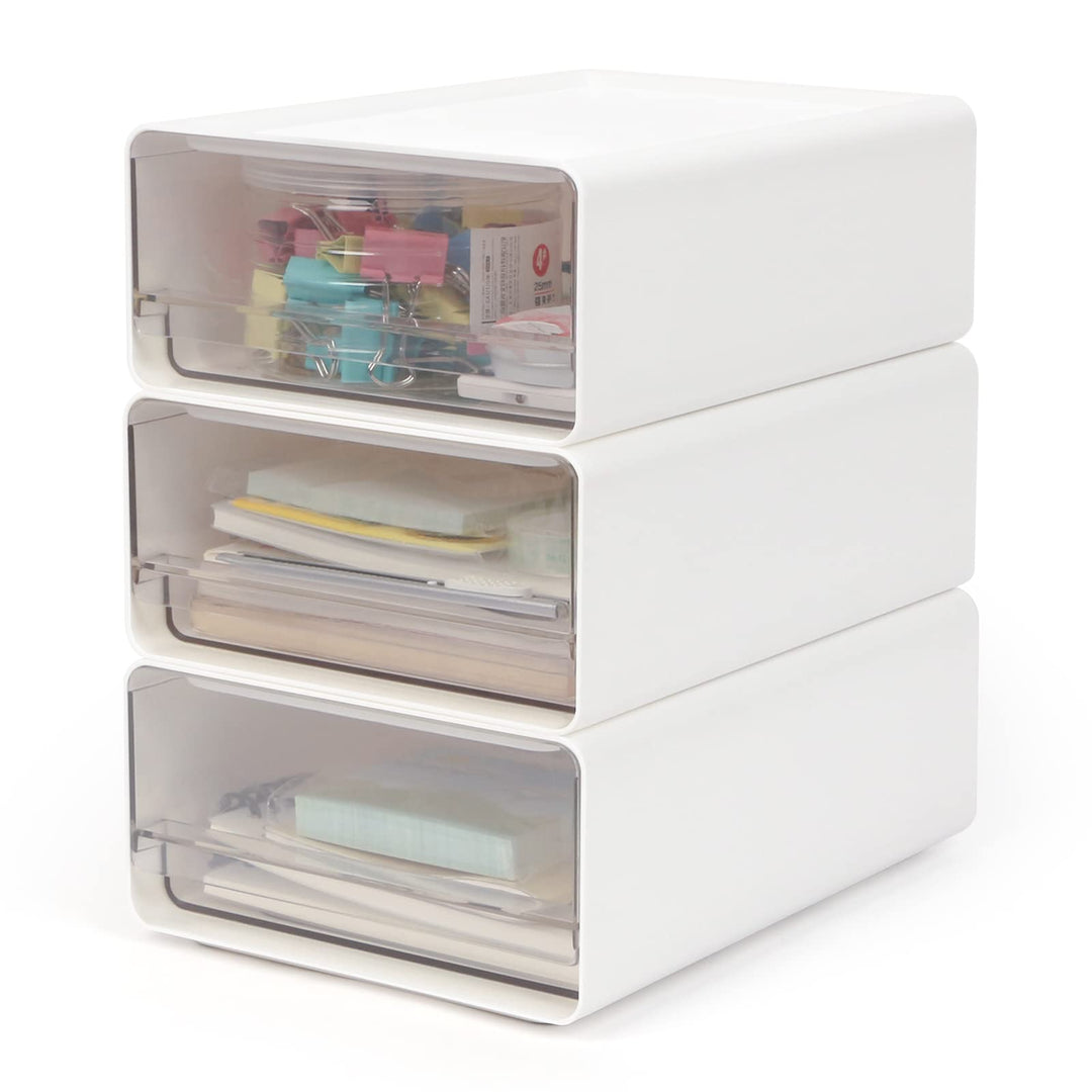 Organizer mit Schubladen Acryl 3 Stück, Schreibtisch Organizer a5, Schubladenbox Stapelbar, Büro Auf