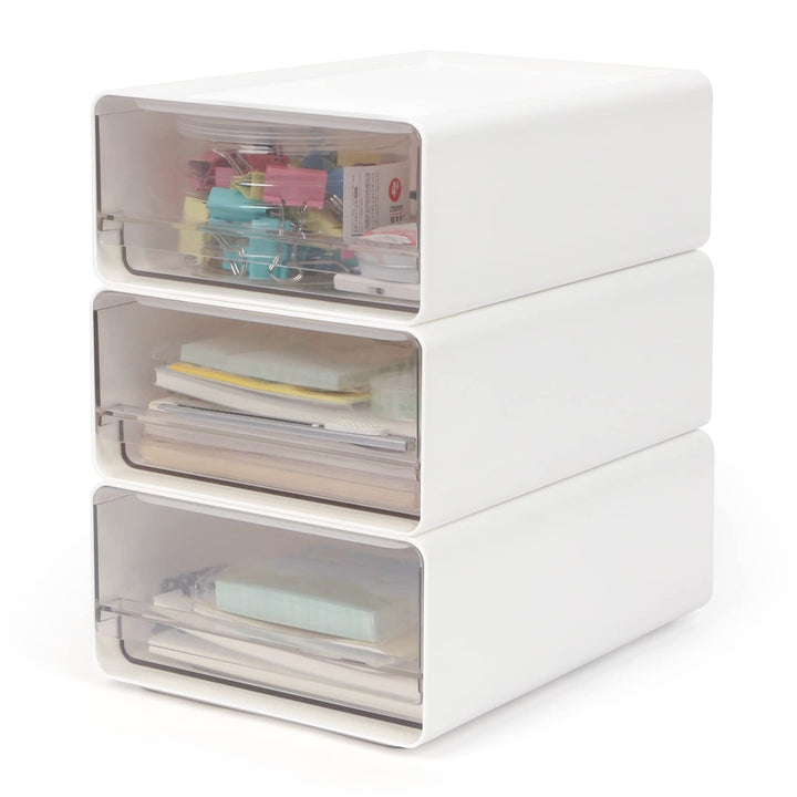 Organizer mit Schubladen Acryl 3 Stück, Schreibtisch Organizer a5, Schubladenbox Stapelbar, Büro Auf