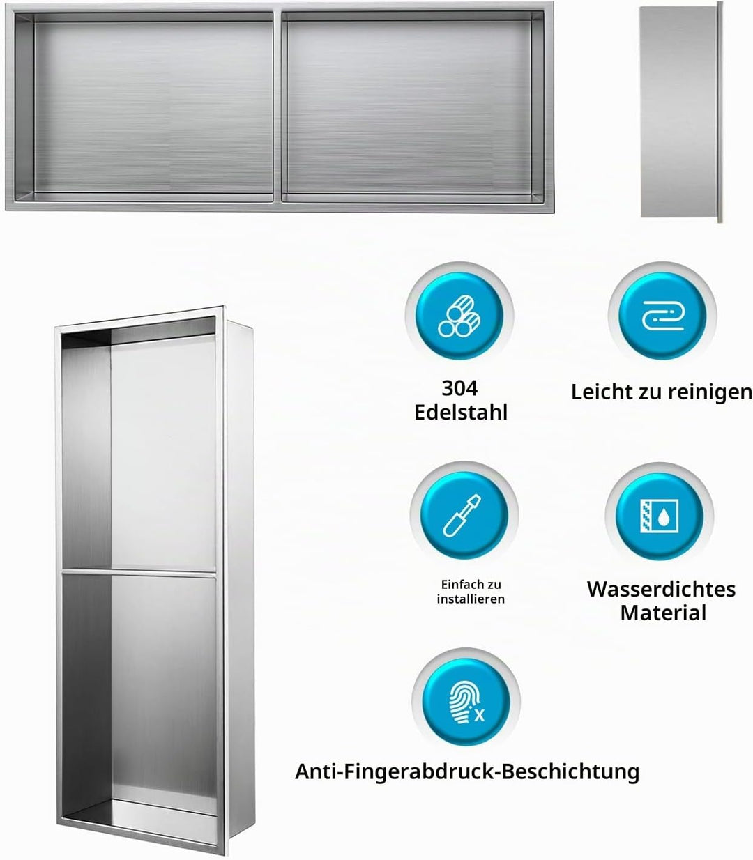 Wandnische Dusche,Wandnische Dusche Edelstahl,Wandnische Lagerung mit einem Regal,Duschnische 20 * 6