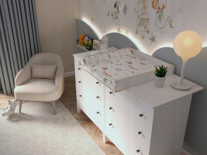regalik Wickelaufsatz mit Platte für Hemnes von IKEA, Wickeltischaufsatz für 50x160 cm Kommoden, Abn