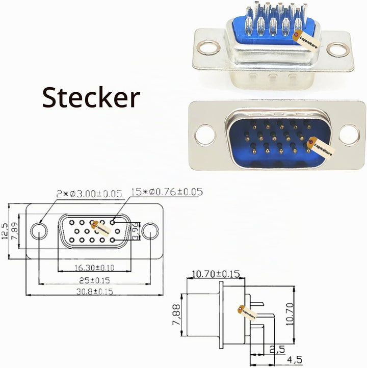 Lsgoodcare RS232-paralleler serieller Anschluss Db15-15 Pin D Sub männlicher weiblicher Lötstecker u