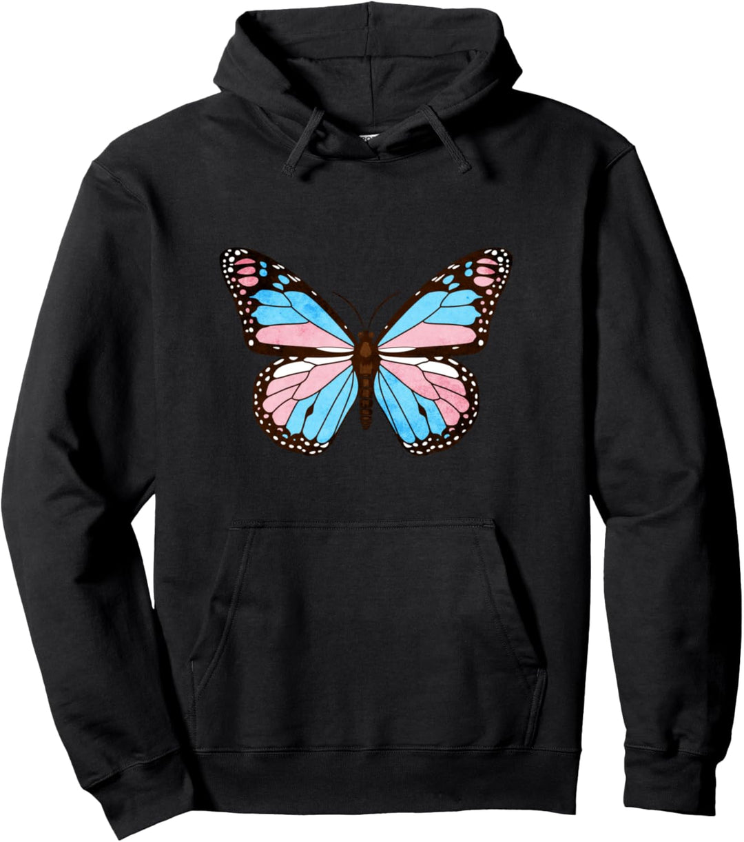 Dezente Transgender Pride Flagge Monarch Butterfly Trans Pullover Hoodie