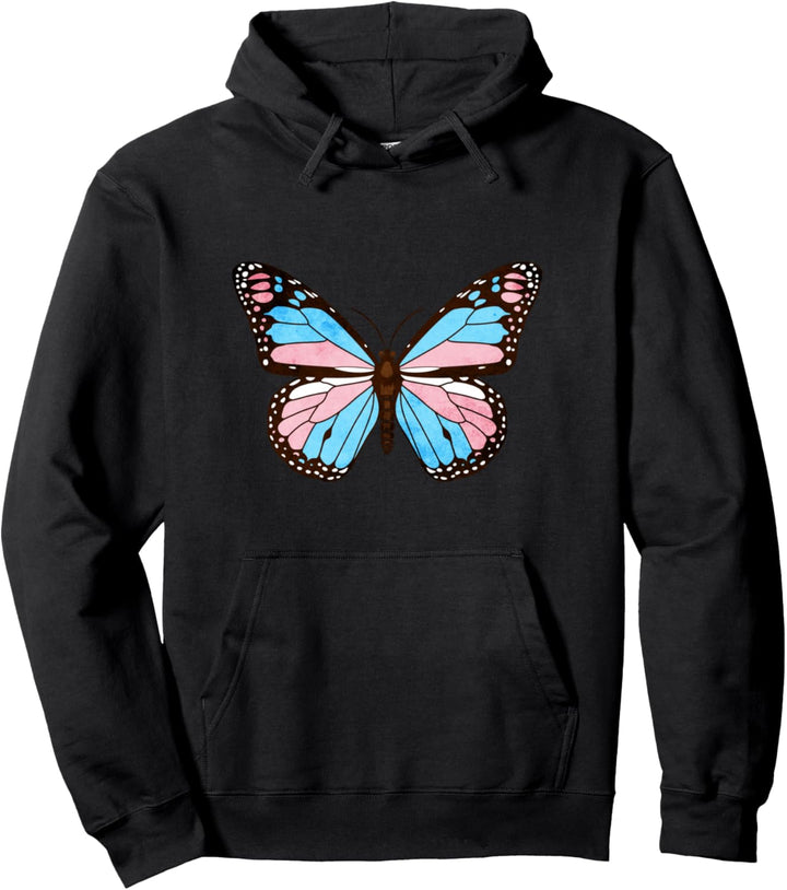 Dezente Transgender Pride Flagge Monarch Butterfly Trans Pullover Hoodie