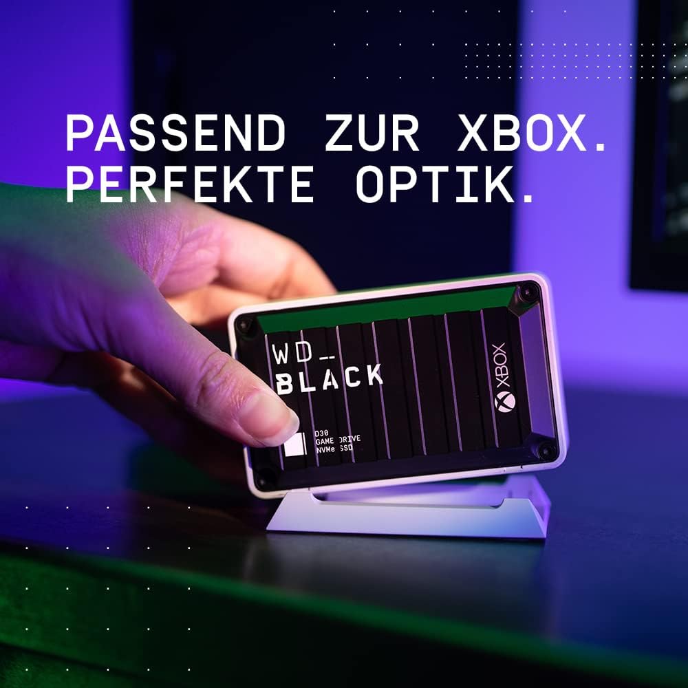 WD_BLACK D30 Game Drive SSD 1 TB (Übertragung mit 900 MB/s, USB Typ-C zu Typ-A Kabel) kompatibel mit