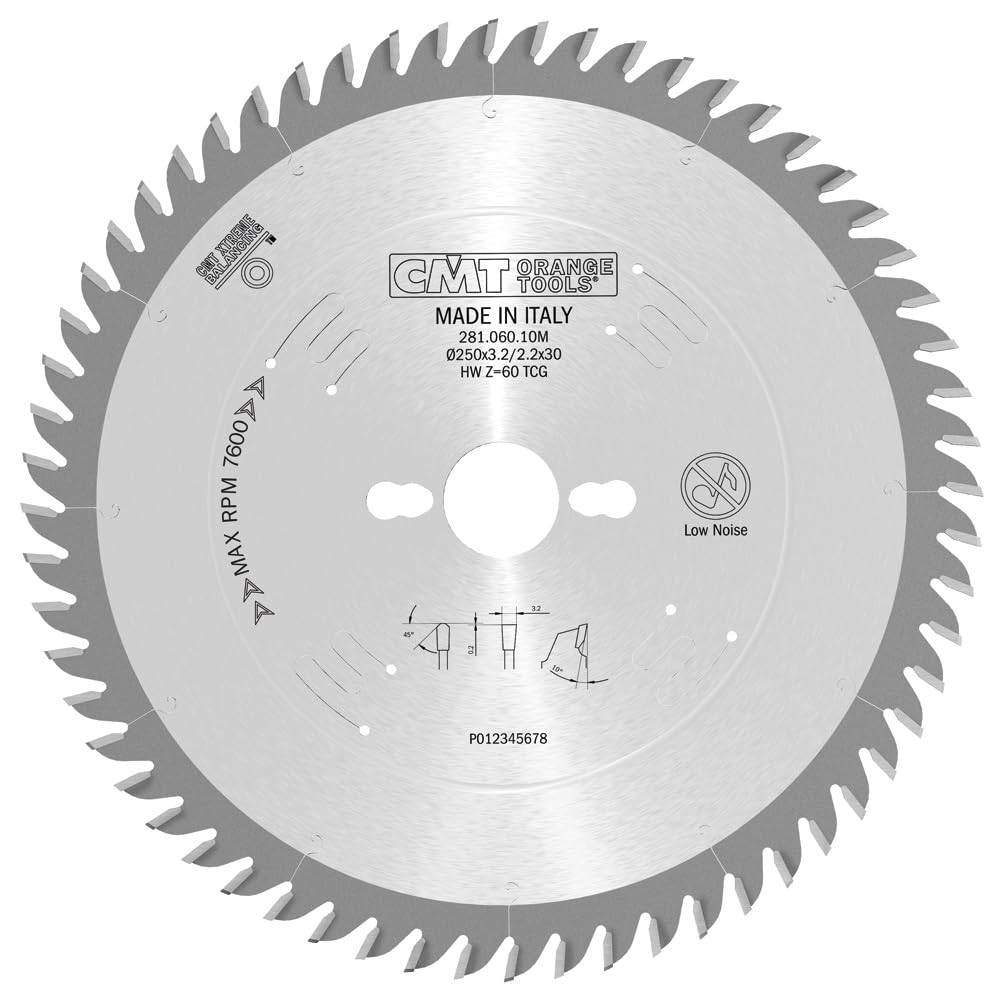 CMT Orange Tools 281.060.10 M – Kreissägeblatt 250 x 3,2 x 30 Z 60 TCG 10 Grad leise