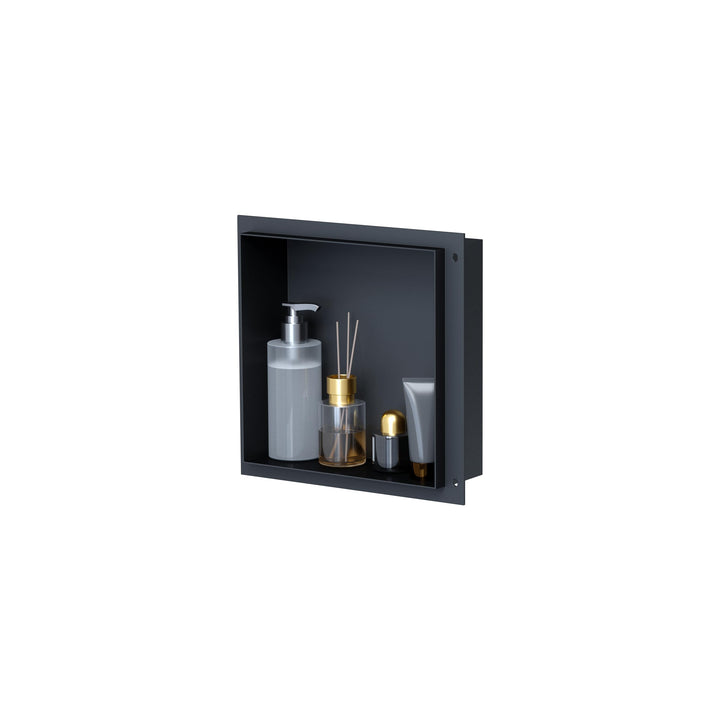 VILSTEIN Wandnische Dusche 30x30 cm [ROSTFREI] - Randlose Duschnische - Wandnische Schwarz - Einbaur