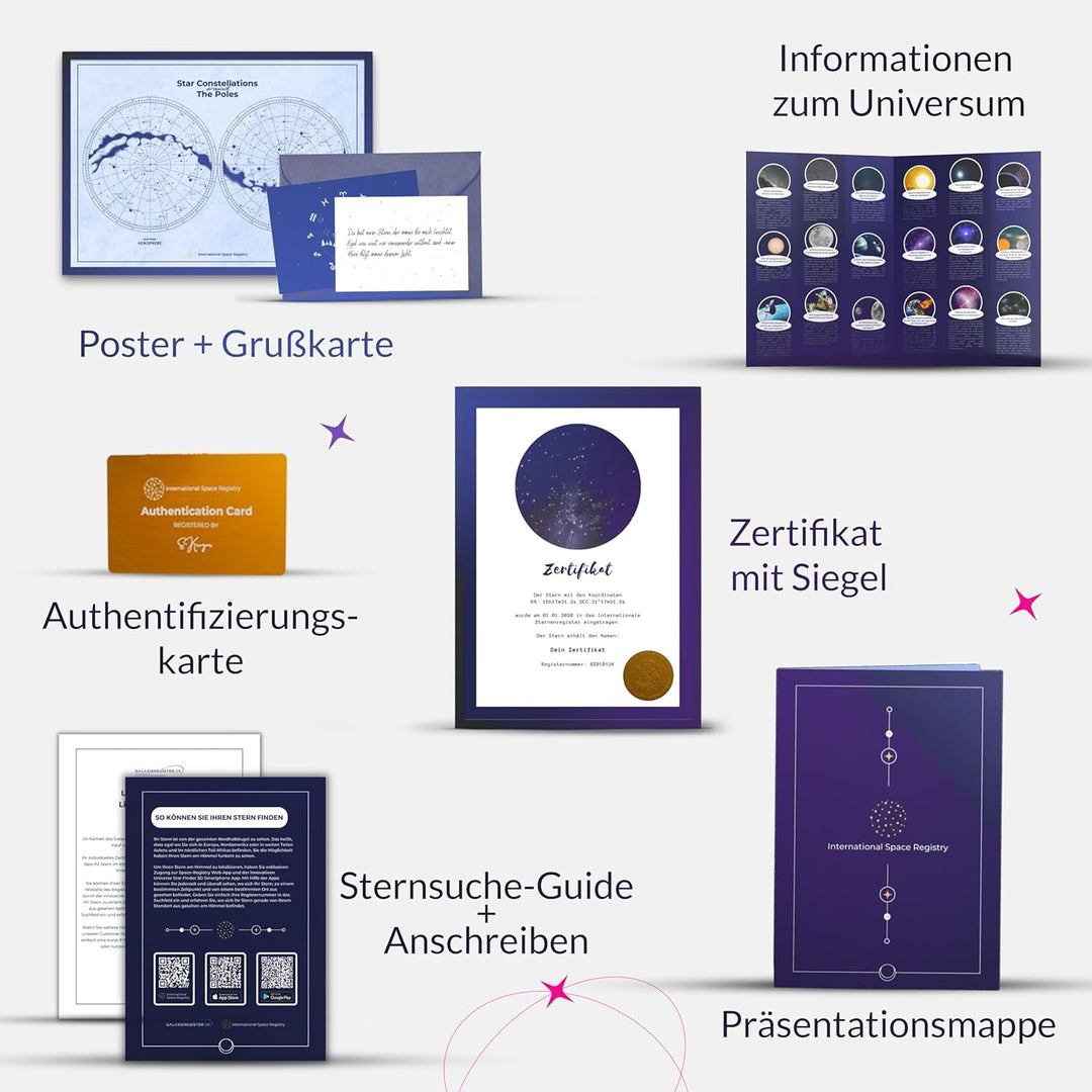 Galaxieregister Sterntaufe - Stern kaufen - Stern schenken - sichtbarer Stern (Sichtbarer Stern)