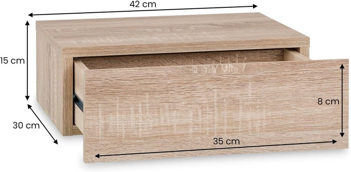 CARO-Möbel Wandregal Anne hängende Nachtkommode Wandboard Nachttisch mit 1 Schublade schwebend, grif