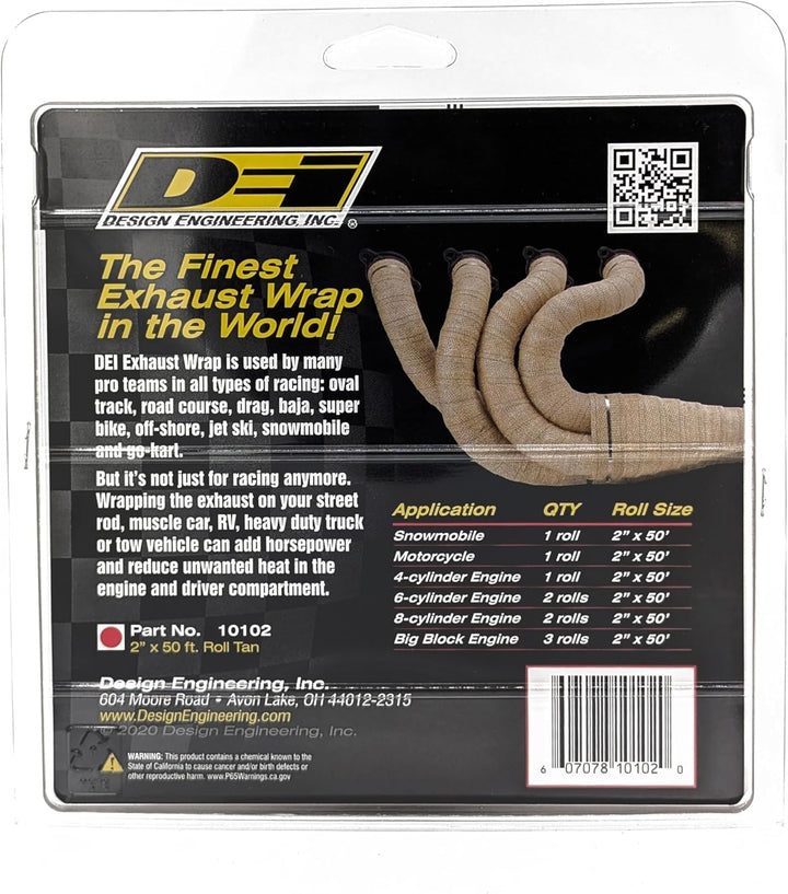 Design Engineering Dei 457 Auspuff Wärme Wrap, 2,5 cm X 50 'Roll – Tan 2\" x 50' Roll hautfarben, 2\