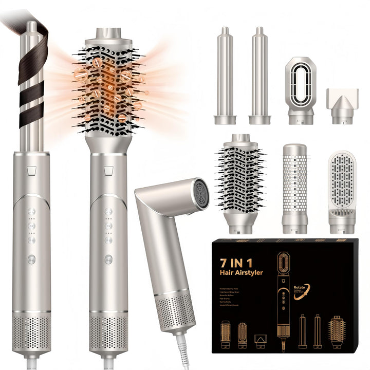 UKLISS 7 in 1 Hairstyler Pro Airstyler Ionen Föhn High-speed Haartrockner Heissluft Lockenwickler Th