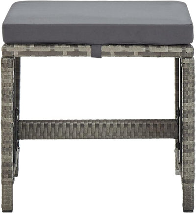 homiuse 40,5x40,5x35 cm Gartenhocker 4 STK. mit Sitzkissen Poly Rattan Grau Fussbank Rattan Hocker O