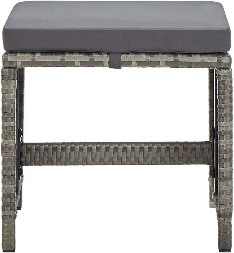 homiuse 40,5x40,5x35 cm Gartenhocker 4 STK. mit Sitzkissen Poly Rattan Grau Fussbank Rattan Hocker O