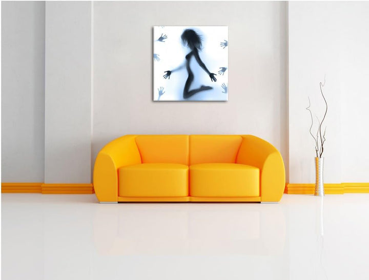 Pixxprint Schatten Einer Frau als Leinwandbild/Grösse: 70x70 cm/Wandbild/Kunstdruck/fertig bespannt,