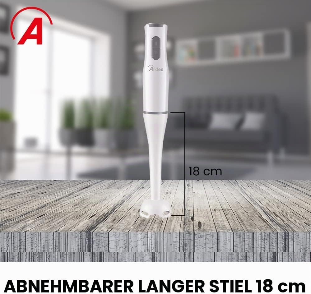 Ardes ARMIX01 DEEP Mini-Stabmixer mit 4 Edelstahlklingen, 15.000 U/min - Prof. Küchenmixer 2-Geschwi