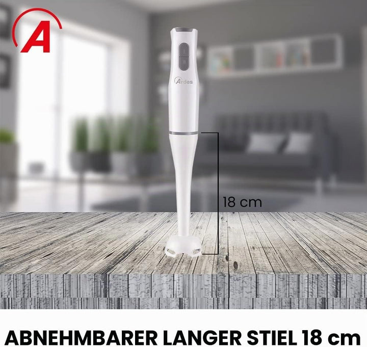 Ardes ARMIX01 DEEP Mini-Stabmixer mit 4 Edelstahlklingen, 15.000 U/min - Prof. Küchenmixer 2-Geschwi