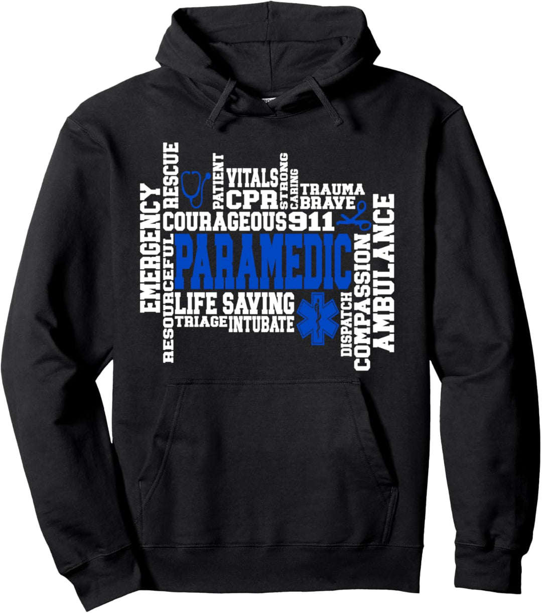 Paramedic EMT Word-cloud 911 Paramedic Pullover Hoodie