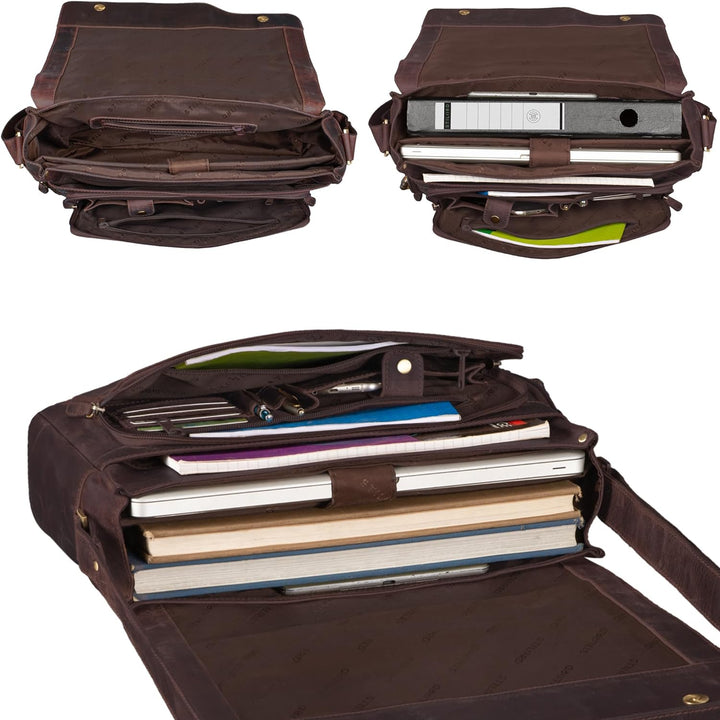 STILORD 'Marvin' Ledertasche Umhängetasche Modernes Vintage Design 15.6 Zoll Laptoptasche grosse Uni