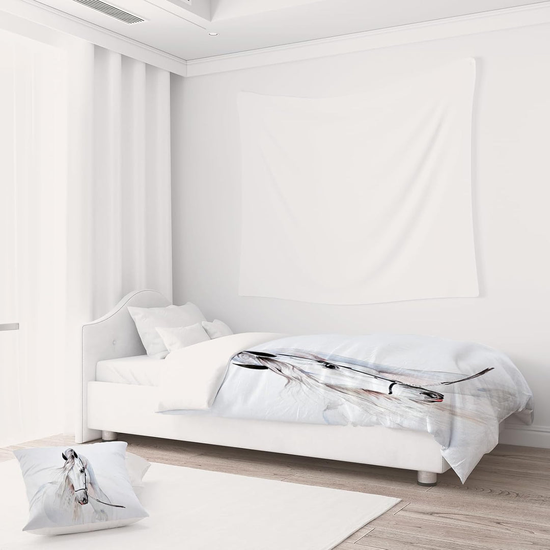 JEFFEL Pferde Bettwäsche Set 135x200 cm, Kinderbettwäsche, Pferde Motiv 3D Tier Motiv, Mikrofaser, S