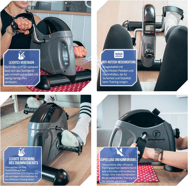 Fjoerdesports Mini-Heimtrainer, Arm- und Beintrainer, Bewegungstrainer, 2 in 1, mit Trainingsdisplay
