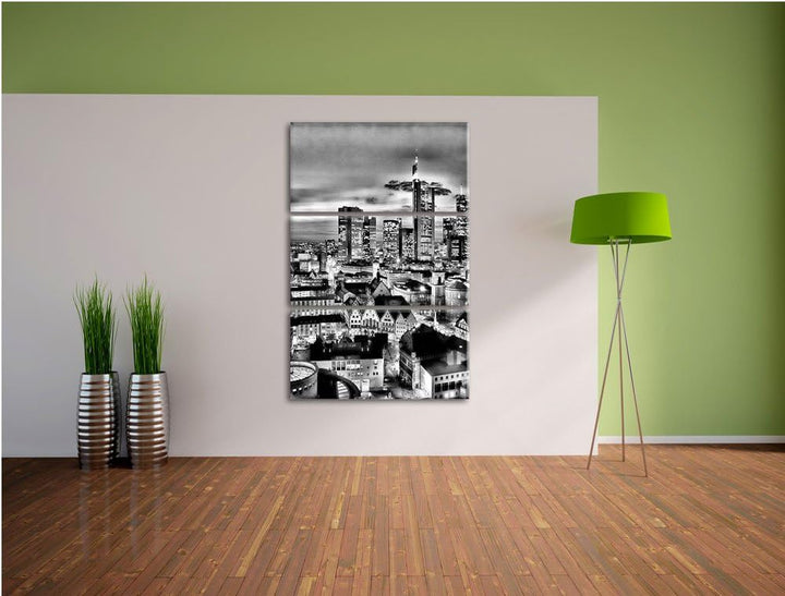 Pixxprint Frankfurt Skyline als Leinwandbild/Grösse: 3 Teilig (120x80) cm/Wandbild/Kunstdruck/fertig