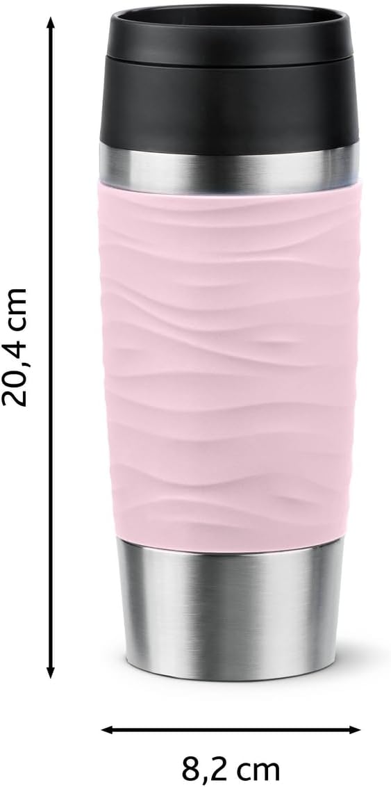 Emsa N20214 Travel Mug Wave Isolierbecher 0,36 Liter | neuer Komfort-Schraubverschluss | Edelstahl |