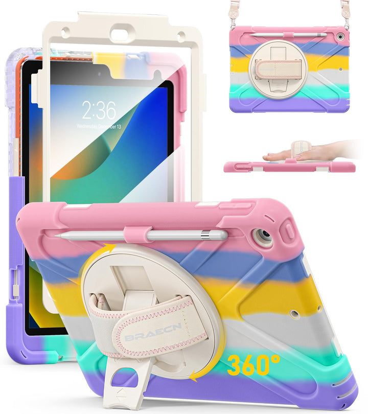 BRAECN für iPad 9/8/7 Generation Hülle 10,2 Zoll 2021/2020/2019, Robuste Stossfeste Schutzhülle mit