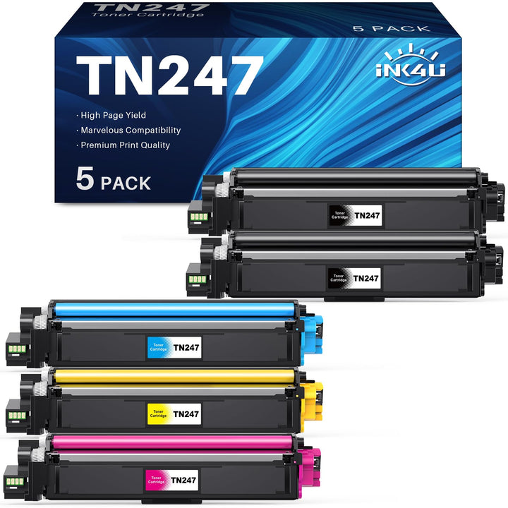 INK4U TN247 Toner (5er-Pack) Kompatibel für Brother TN-243CMYK Tonerkartuschen kompatibel für Brothe
