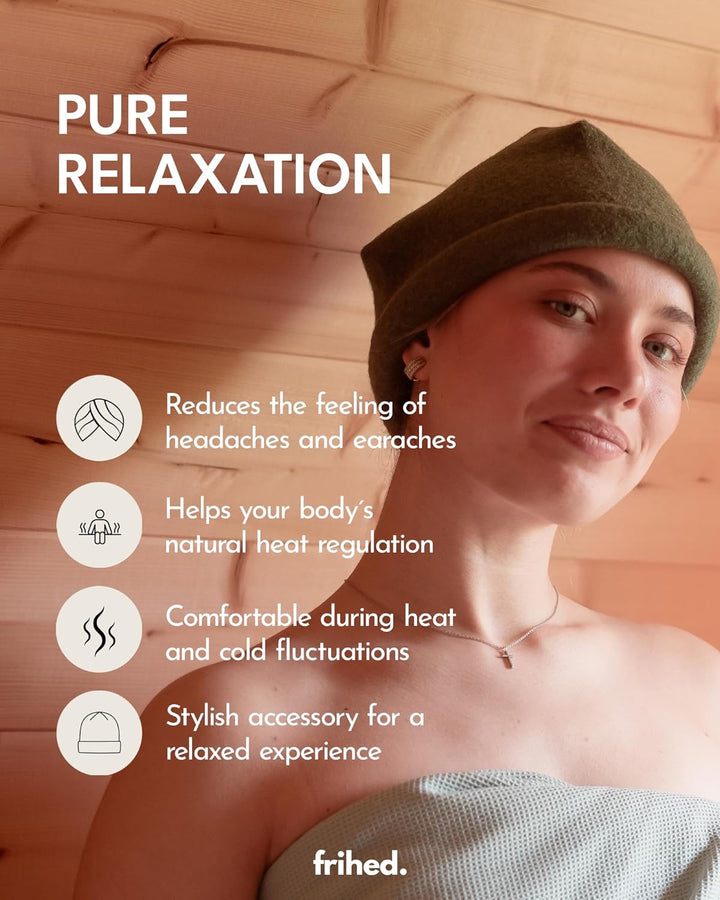 frihed.® Saunahut Stone aus Wollwalk - 100% Schafschurwolle - Premium Sauna Accessoire für Männer un