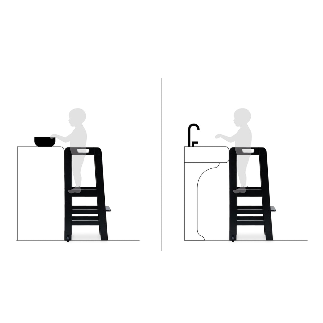 hauck Learn N Explore, Schwarz - Lernturm für KInder aus FSC® Zertifiziertes Buchenholz, Höhenverste