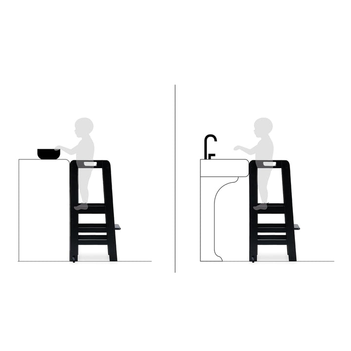 hauck Learn N Explore, Schwarz - Lernturm für KInder aus FSC® Zertifiziertes Buchenholz, Höhenverste