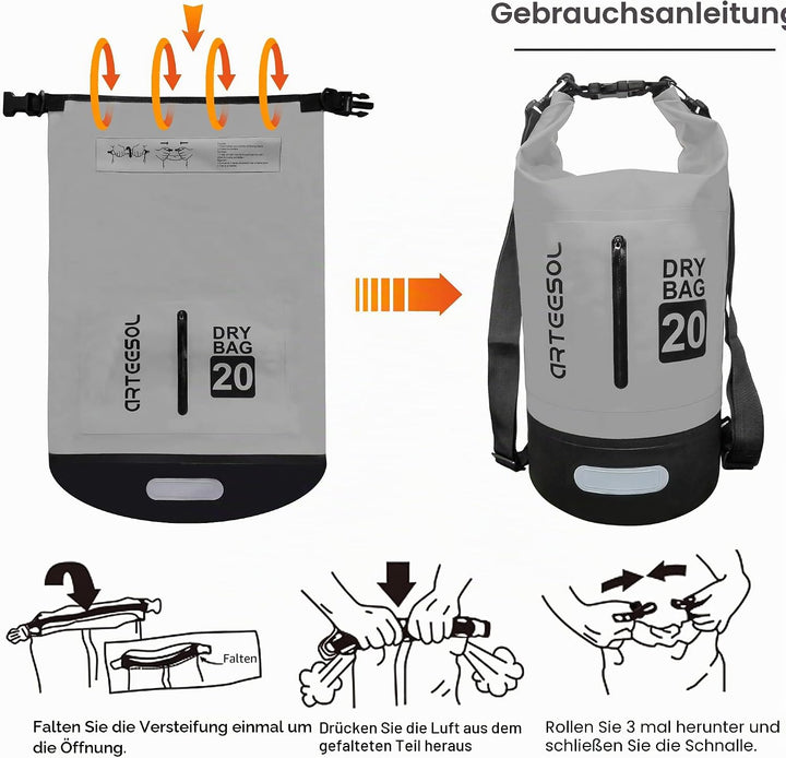 Dry Bag - 5L 10L 20L 30L Waterproof trockener Beutel/Sack wasserdichte Tasche mit Langem justierbare