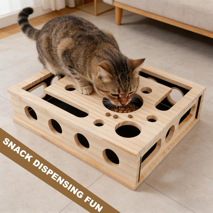 Anreicherungsbox Kratzpuzzles Katzen, Holz Katzenpuzzle Anreicherungsbox mit Kratzer Interaktive Kat