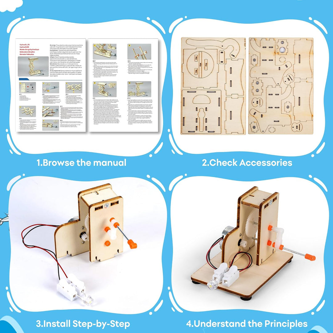 6-in-1 Holz STEM Experimente für Kinder ab 8 9 10 11 12 13 14, Holz DIY Auto Flugzeuge Bausatz Exper