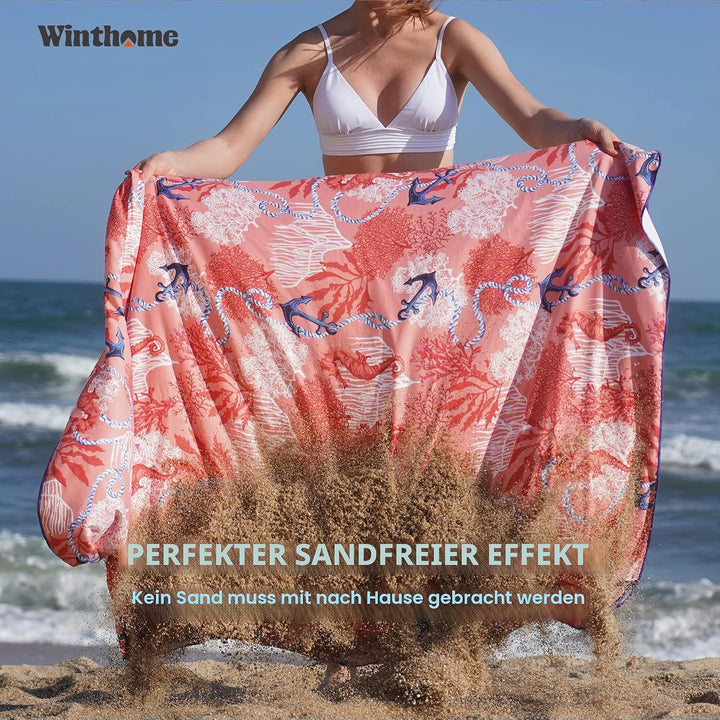 Winthome Poncho Schnelles Trocknen, Badeponcho Strand Umziehhilfe, Surf Poncho Leichtgewicht mit Tas