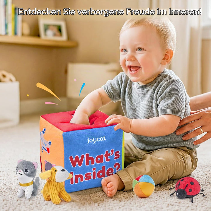 JoyCat Baby Spielzeug 6 Monate, Mystery Soft Box mit 10 Stück Sensorik Spielzeug, Rassel, Spiegel, M