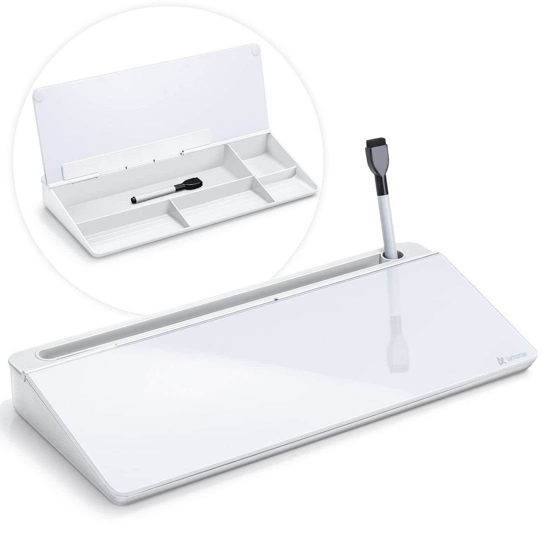 Varhomax Schreibtisch Organizer, Desktop Whiteboard Glas Weiss Mit Aufbewahrung Abwischbar, To Do Li