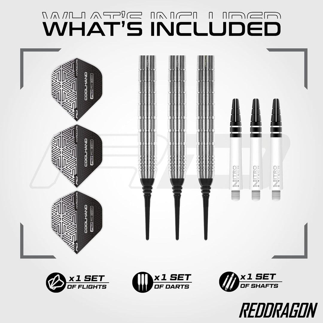RED DRAGON Luke Humphries TX Softip Serie Premium Wolfram Dart Set mit Flüge und Schäften 18G 1, 18G
