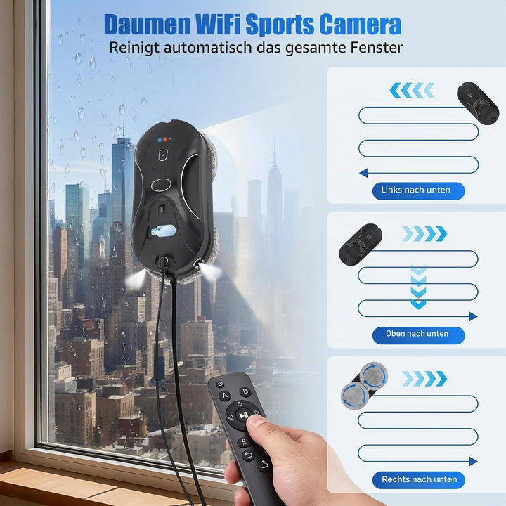 Fensterputzroboter,5600pa Fensterroboter,Elektrischer Fensterputzer Mit Sprühwasser,3 Reinigungsmodi