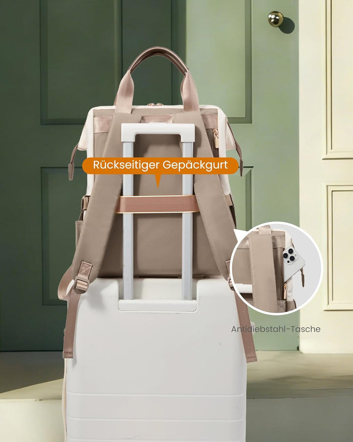 LOVEVOOK Rucksack Damen, 15,6 Zoll Laptop Schulrucksack Wasserdicht Mit 20 Taschen und Grossem Fach