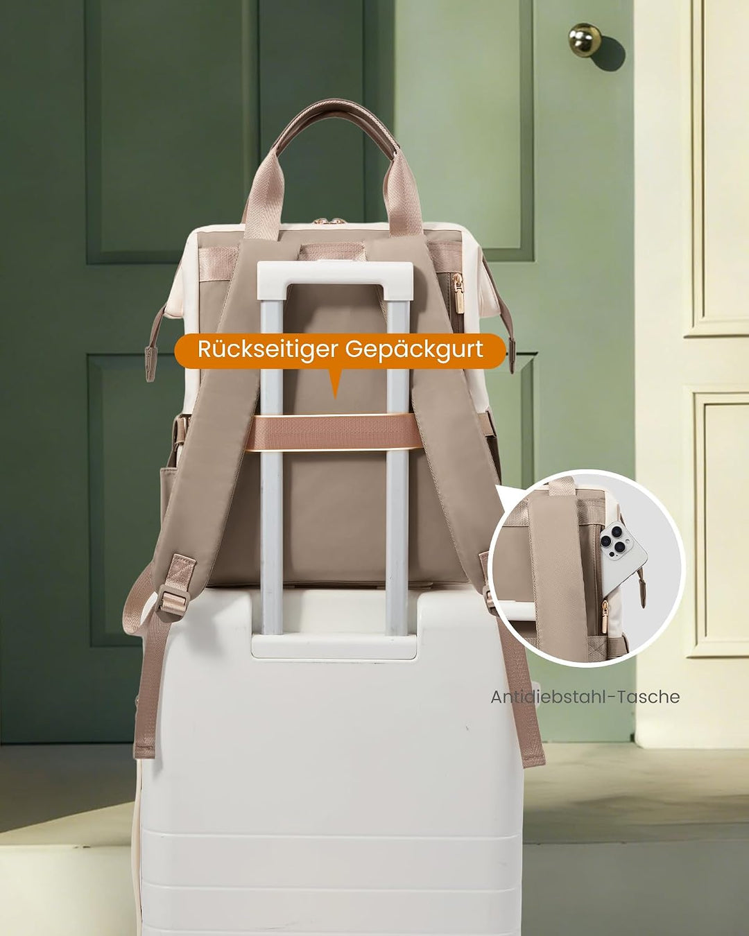 LOVEVOOK Rucksack Damen, 17,3 Zoll Laptop Schulrucksack Wasserdicht Mit 20 Taschen und Grossem Fach