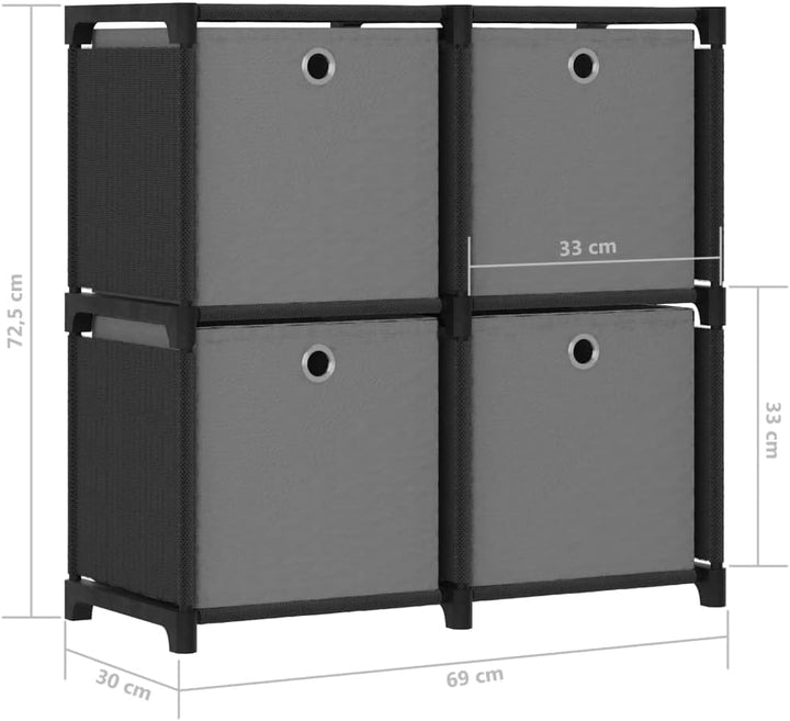 Tidyard Würfel Regal Wohndekorregal Mit 4 offenen Fächern und 4 Boxen Bücherregal Standregal Würfelr